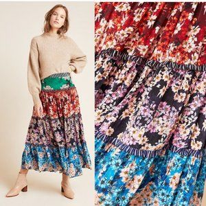 Anthropologie Anarosa Tiered Maxi Skirt